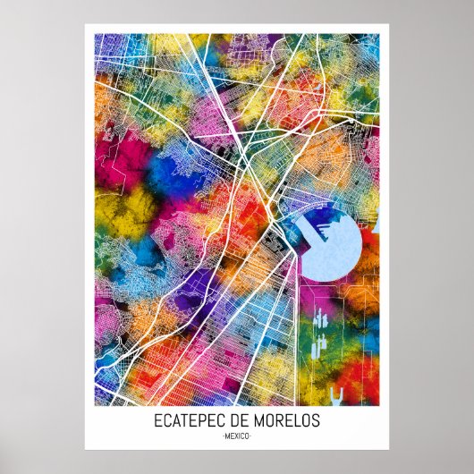 Ecatepec de Morelos Mexico City Map ポスター (正面)
