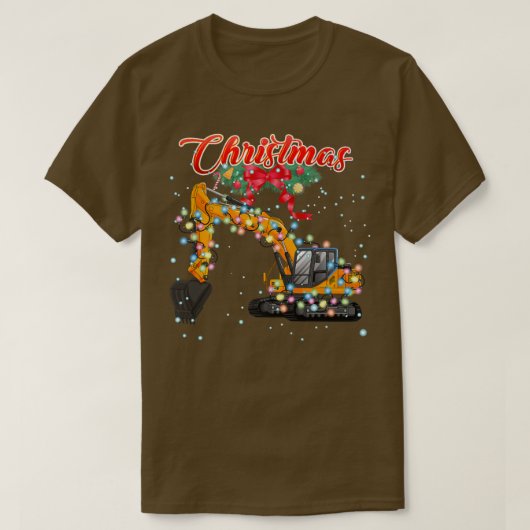 Ecavator Christmas、Ecavator with Ecavatorクリスマスライト Tシャツ (デザイン正面)