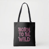 Eccentric Black Bag with Pink Leopard Quote トートバッグ (正面)