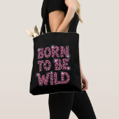 Eccentric Black Bag with Pink Leopard Quote トートバッグ (クローズアップ)