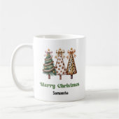 Eccentric Leopard Christmas Trees Personalized Mug コーヒーマグカップ (左)