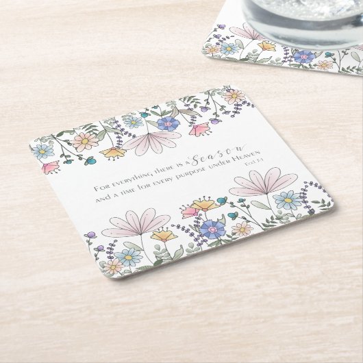 Eccl 3:1 For A There Sees Beverage（季節の飲み物がある場合） スクエアペーパーコースター (アングル)