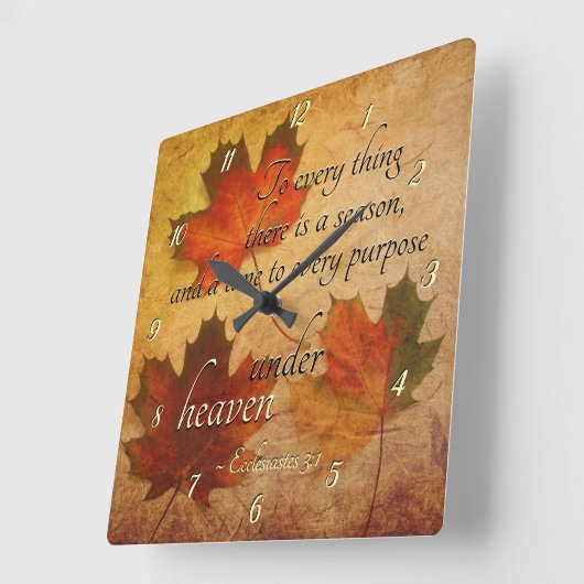 Ecclesiastes 3:1すべてには季節がある。 スクエア壁時計 (傾斜)