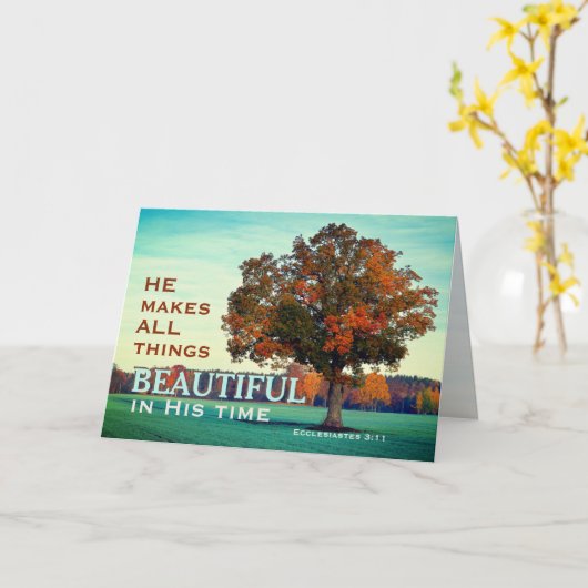 Ecclesiastes 3:11彼の時代の美しいすべてのもの カード (黄色い花)