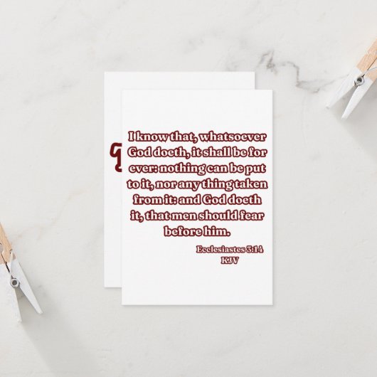 Ecclesiastes 3:14 KJV聖書の聖句の挨拶 カード (正面/裏面インサイチュ)