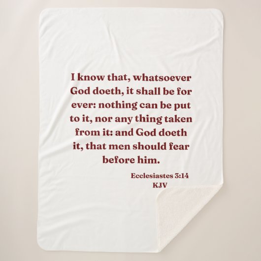 Ecclesiastes 3:14 KJV聖書の詩 シェルパブランケット (正面)