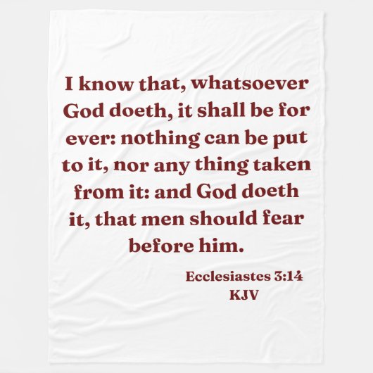 Ecclesiastes 3:14 KJV聖書の詩 フリースブランケット (正面)