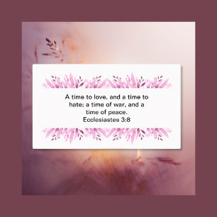 Ecclesiastes 3:8 KJV 聖書の言葉 ビジネスカード