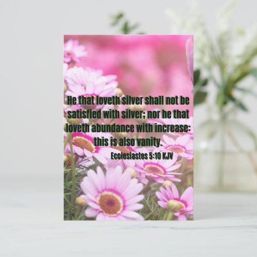 Ecclesiastes 5:10 Bible Verse Pic Flat Greeting カード (スタンド正面)