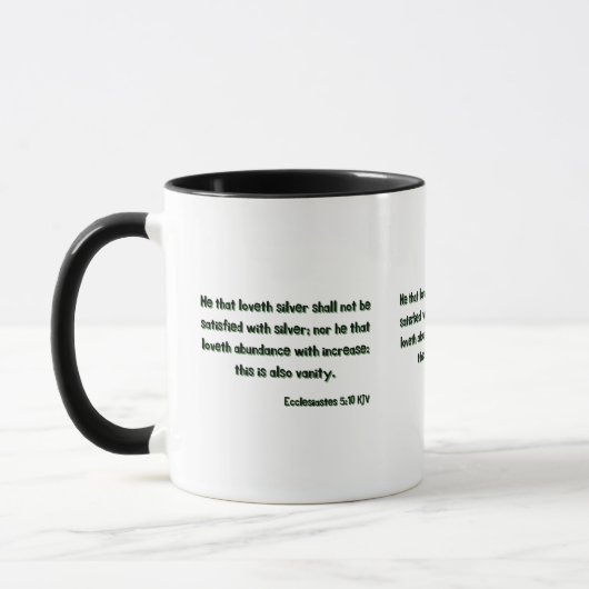 Ecclesiastes 5:10 KJVバイブル聖句Two-Tone Mug マグカップ (左)