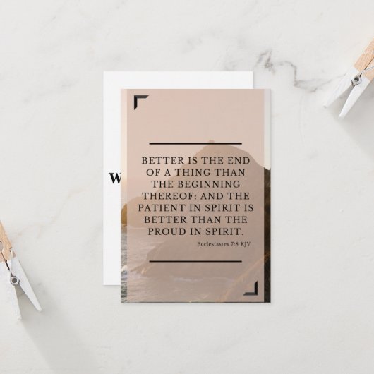 Ecclesiastes 7:8 KJVバイブル聖句Pic Flat Greeting カード (正面/裏面インサイチュ)