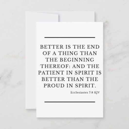 Ecclesiastes 7:8 KJVバイブルVerse Flat Greeting カード (正面)
