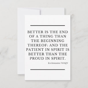 Ecclesiastes 7:8 KJVバイブルVerse Flat Greeting カード