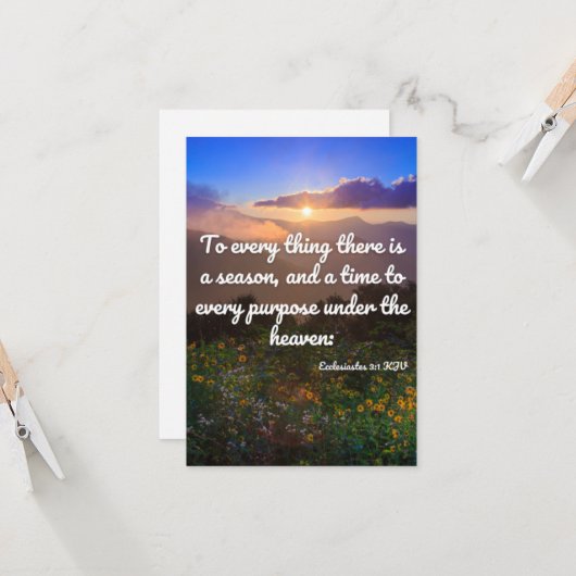 Ecclesiates 3:1 KJV Bible Verse Pic Flat Greeting カード (正面/裏面インサイチュ)