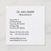 ECG波EKGハートビートライン医療聴診器 スクエア名刺 (裏面)