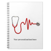 ECG波EKGハートビートライン聴診器 ノートブック (正面)