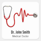 ECG波EKG聴診器ハートビートラインメディカル スクエアシール (正面)