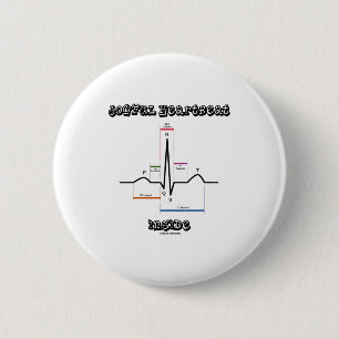 ECG EKGの心電図の中の嬉しい心拍 缶バッジ