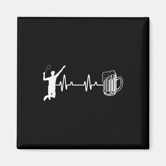 Ecg Heartbeat Badminton Player Shuttle Sports Smas マグネット (正面)