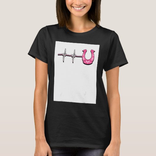 Ecg Heartbeat Graphic Horse Lover Equestrian Rider Tシャツ (正面)