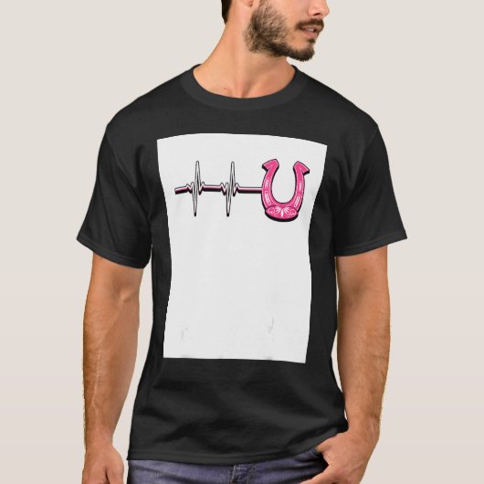 Ecg Heartbeat Graphic Horse Lover Equestrian Rider Tシャツ (正面)