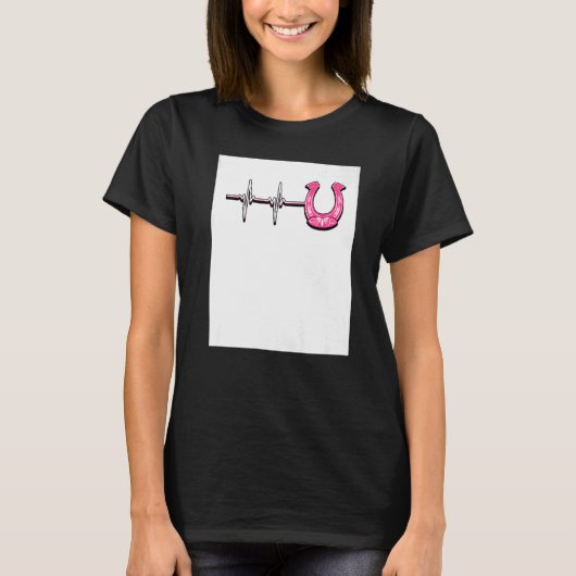 Ecg Heartbeat Graphic Horse Lover Equestrian Rider Tシャツ (正面)