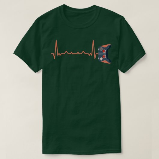 Ecg Heartbeat Video Game Player Gaming Console Pc Tシャツ (デザイン正面)