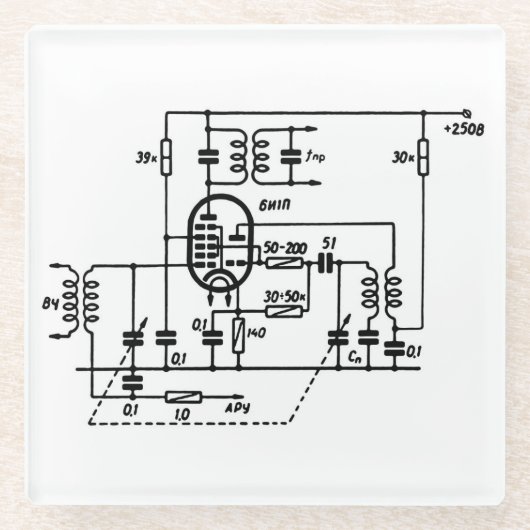 ECH81 Frequency Converter ガラスコースター (正面)