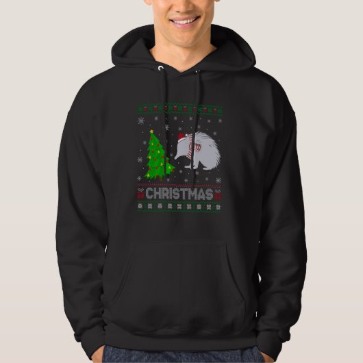 Echidnaクリスマスツリー照明醜いクリスマスセーター パーカ (正面)