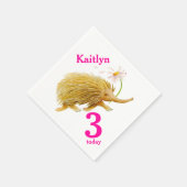 Echidna水彩アート3rd誕生日ナプキン スタンダードカクテルナプキン (角)