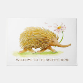 Echidna whimsy動物の水のカラーアートカスタム ドアマット