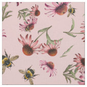 Echinacea Coneflowers Pink Seamless pattern ファブリック (クローズアップ)