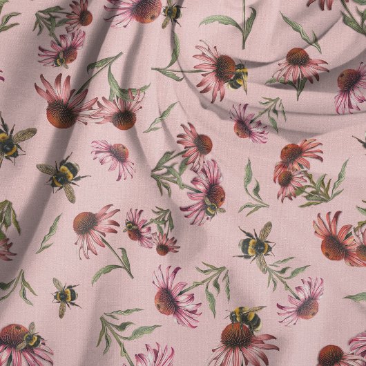 Echinacea Coneflowers Pink Seamless pattern ファブリック