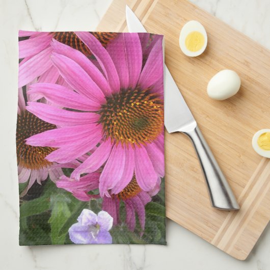 Echinacea coneflowers tea towel キッチンタオル (四つ折り)