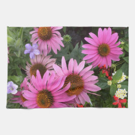 Echinacea coneflowers tea towel キッチンタオル