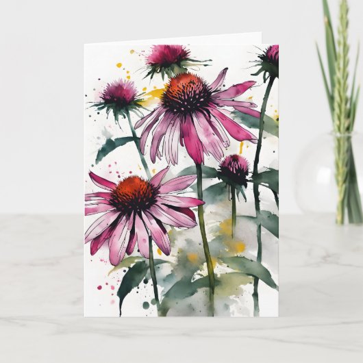 Echinacea - Watercolor flowers カード (正面)