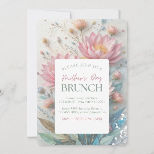 Echinaceas 3D Brunch Mother's Day 招待状 (正面)