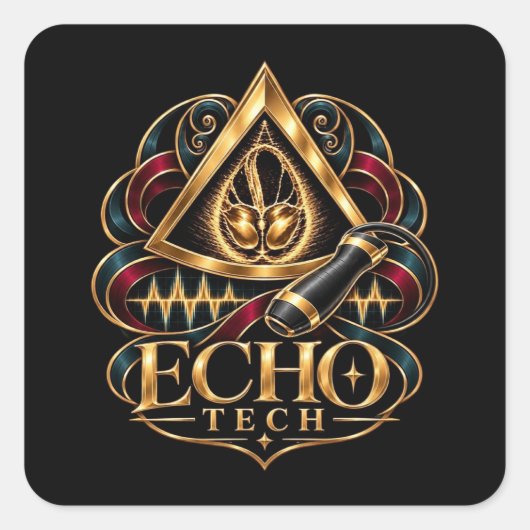 Echo Tech - 心エコー図検査技師 - 超音波検査技師 スクエアシール (正面)