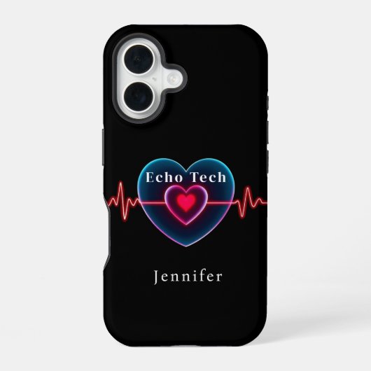Echo Tech Heartbeat | 心臓と心電図 iPhone 16ケース (裏面)