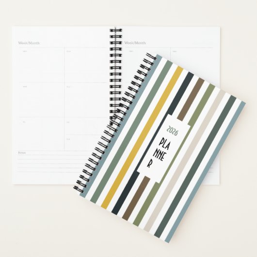 Echo Trails 2026 Planner – Blue/Green Hues Stripes プランナー手帳 (ディスプレー)