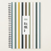 Echo Trails 2026 Planner – Blue/Green Hues Stripes プランナー手帳 (正面)