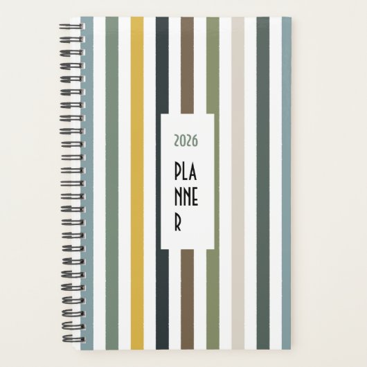 Echo Trails 2026 Planner – Blue/Green Hues Stripes プランナー手帳 (正面)
