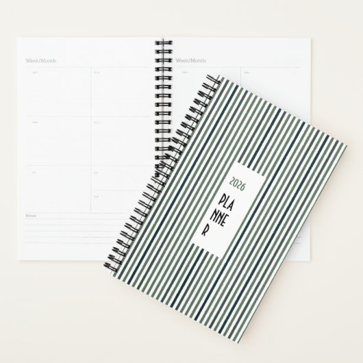 Echo Trails 2026 Planner – Matcha Green Stripes プランナー手帳 (ディスプレー)