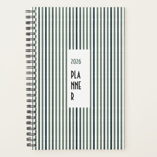 Echo Trails 2026 Planner – Matcha Green Stripes プランナー手帳 (正面)