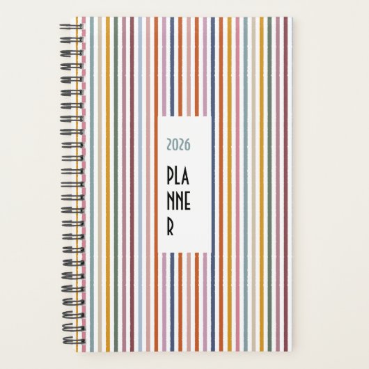 Echo Trails 2026 Planner – Multicolor Stripes プランナー手帳 (正面)