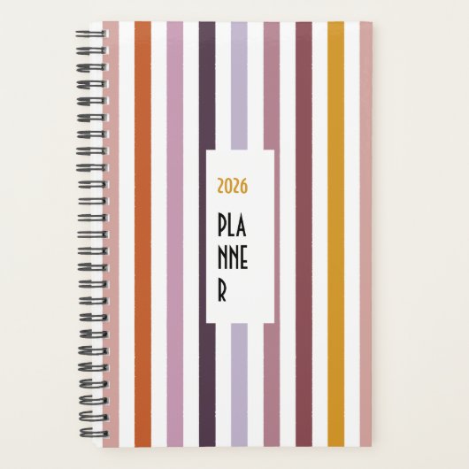 Echo Trails 2026 Planner – Pink Hues Stripes プランナー手帳 (正面)
