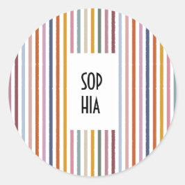 Echo Trails Round Stickers --数々の色のストライプ ラウンドシール