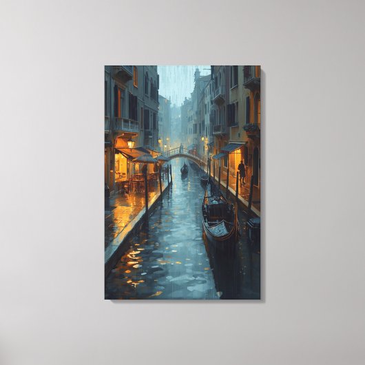 Echoes in Gold – The Painted Rainy Night of Venice キャンバスプリント (正面)