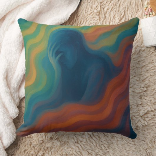 Echoes of Thought Emotional Abstract Waves クッション (ブランケット)