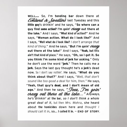 「Ecklund & Swedlin's」ポスター（ホワイト） ポスター (正面)